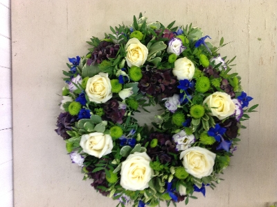 White Rose & Purple Wreath