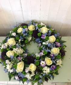 Blue with White Rose Wreath